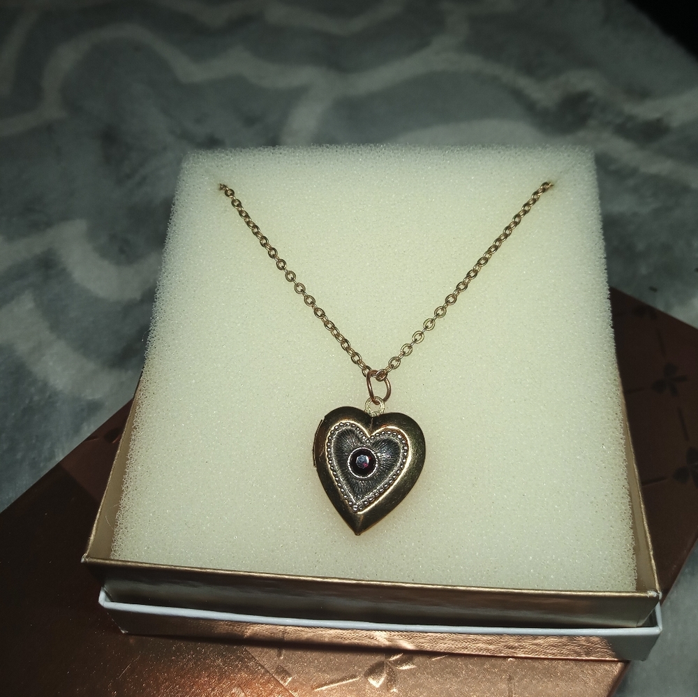 Ruby red Gold Locket Necklace